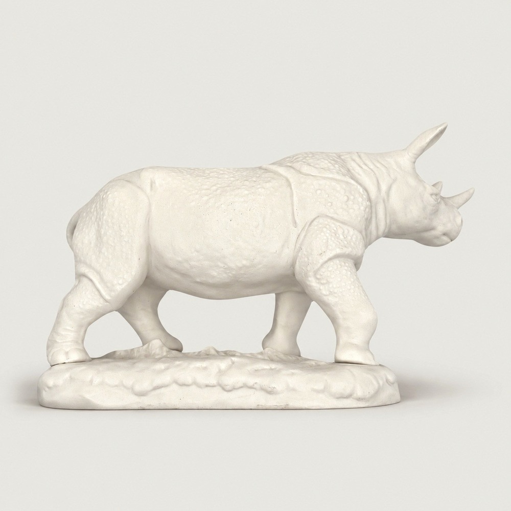 Vintage 1973 Aldon Accessories White Bisque Porcelain Rhinoceros Figurine Japan - Picture 3 of 6